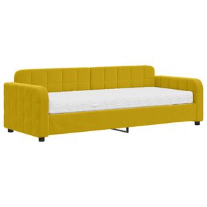 vidaXL Dnevna postelja z vzmetnico rumena 80x200 cm žamet