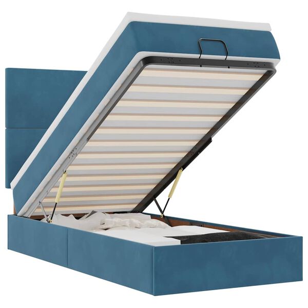 vidaXL Otomanski posteljni okvir z vzmetnicami moder 80x200cm žamet