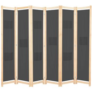 vidaXL Paravan 6-delni 240x170x4 cm sivo blago