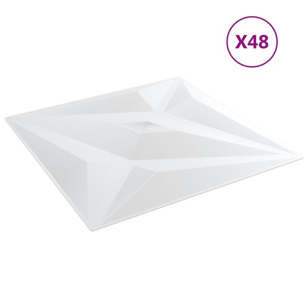 vidaXL Stenski paneli 48 kosov beli 50x50 cm XPS 12 m&sup2; zvezda