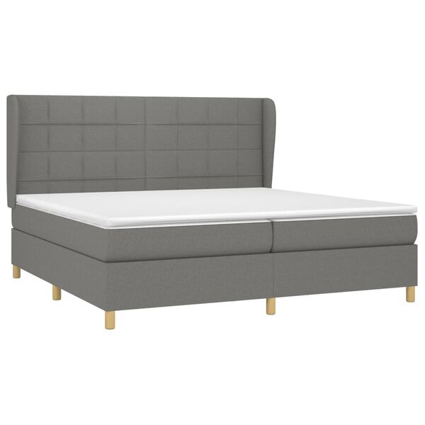 vidaXL Box spring postelja z vzmetnico temno siva 200x200 cm blago