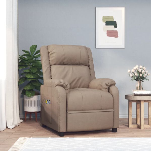 vidaXL Masažni stol s funkcijo vstajanja kapučino umetno usnje