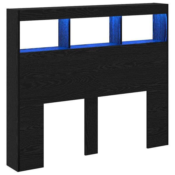 vidaXL Vzglavje Črna Orehovina 120 x 17 x 102 cm Konstruiran les