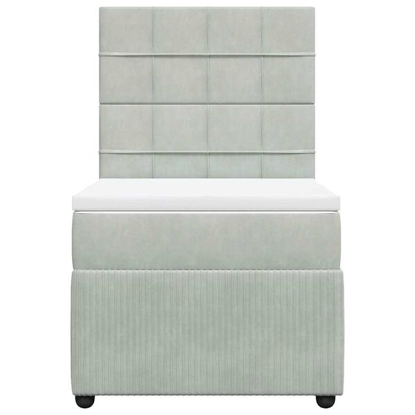 vidaXL Box spring postelja z vzmetnico svetlo siva 80x200 cm žamet