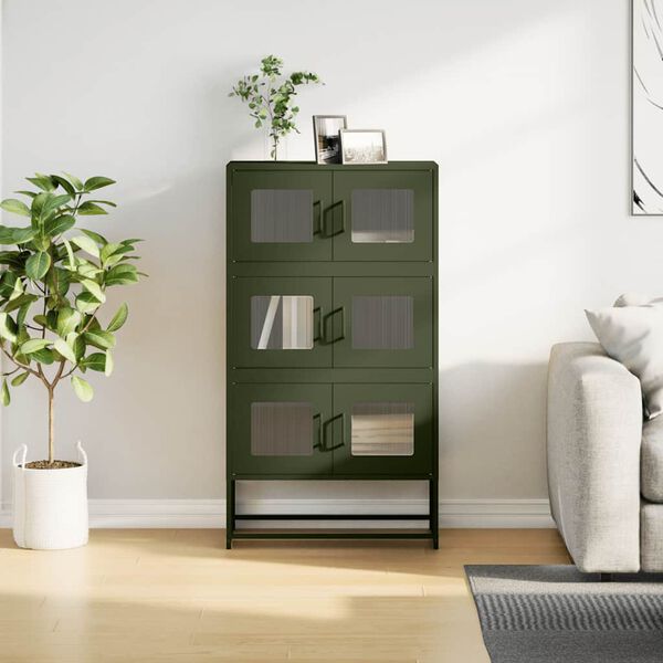 vidaXL Highboard Olive Green 68x39x123 cm Jeklo