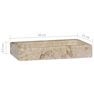 vidaXL Stenski umivalnik krem 38x24x6,5 cm marmor