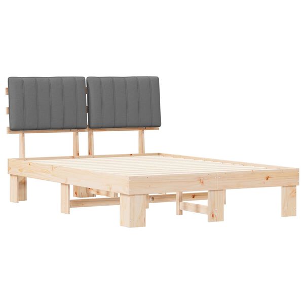 vidaXL Posteljni okvir z oblazinjenim vzglavjem Svetlo siva