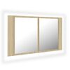 vidaXL LED kopalni&scaron;ka omarica z ogledalom sonoma hrast 80x12x45 akril