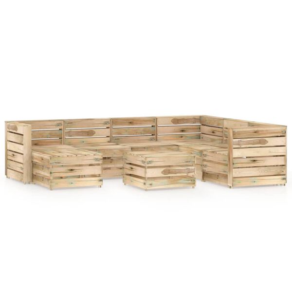 vidaXL Vrtna sedežna garnitura 8-delna zelena impregnirana borovina