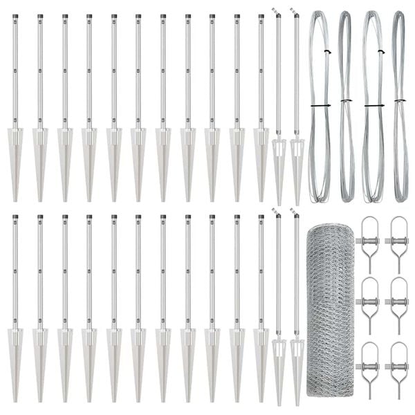 vidaXL Steber ograje. srebrna 50 x 0,5 m (25 mm mreža) Jeklo