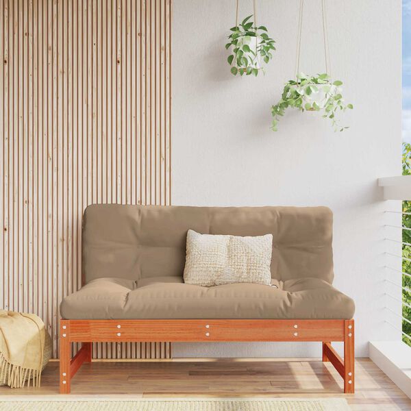 vidaXL Vrtna srednja sofa Masivna borovina Voskan Rjava