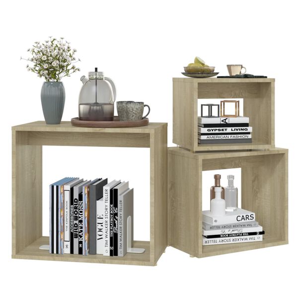 vidaXL Komplet mizic 3 kosi sonoma hrast iverna plošča