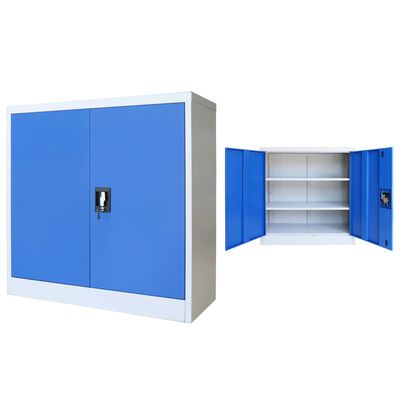 vidaXL Pisarniška omara kovinska 90x40x90 cm sive in modre barve
