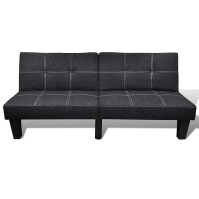 vidaXL Nastavljiv kavč z ležiščem iz blaga črne barve