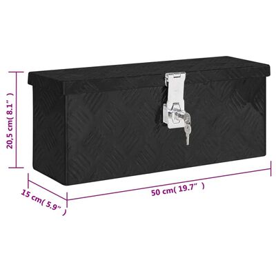 vidaXL Škatla za shranjevanje črna 50x15x20,5 cm aluminij