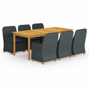 vidaXL Vrtna jedilna garnitura 7-delna temno siva