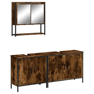 vidaXL Kopalni&scaron;ka garnitura 3-delna dimljeni hrast inženirski les