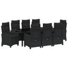 vidaXL Komplet za jedilnico v vrtu z blazino 9 pcs Črna poli ratan
