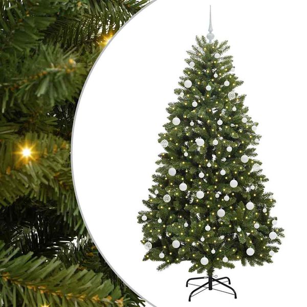 vidaXL Umestno božično drevo med 300 LED Zelena 180 cm PVC in kovina
