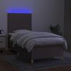 vidaXL Box spring postelja z vzmetnico LED taupe 90x200 cm blago