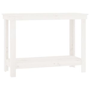 vidaXL Delovna miza bela 110x50x80 cm trdna borovina