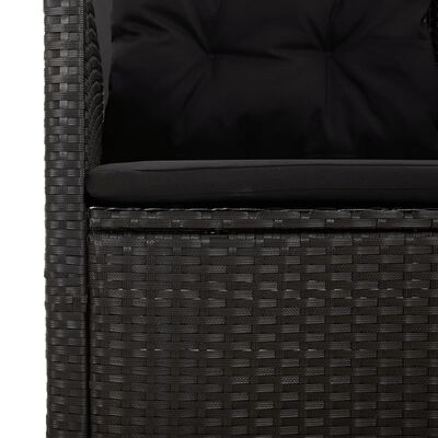 vidaXL Nastavljiv kotni kavč z blazinami črn poli ratan