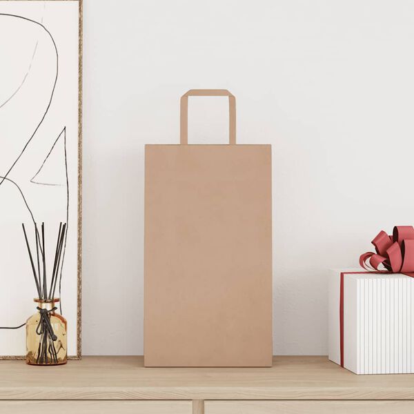 vidaXL Papirnate vrečke 250 kosov z ročaji rjave barve 21x11x36 cm