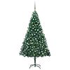 vidaXL Umetna osvetljena novoletna jelka z bunkicami zelena 210 cm PVC