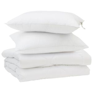 vidaXL Poletna odeja z blazino 3 pcs Bela Mikrofibra