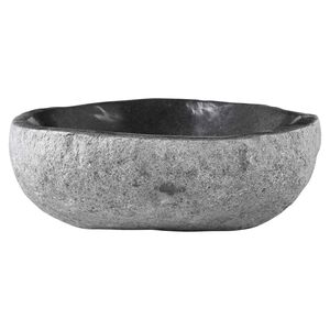 vidaXL Bazen Ovalna Siva (32-37) x (27-30) x 12 cm Rečni kamen