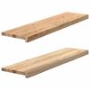 vidaXL Okenske police 2 kosa neobdelana 100x25x2 cm trdna hrastovina