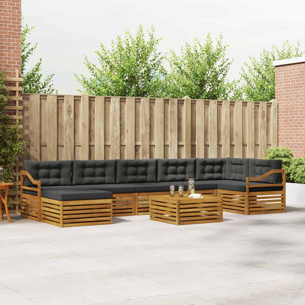 vidaXL Zunanja garnitura za sedenje 8 pcs Naravna in antracitna