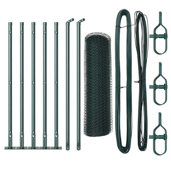 vidaXL Steber ograje. Zelena 10 x 0,6 m (13 mm mreža) Jeklo in PVC