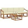 vidaXL Zunanja garnitura za sedenje z blazino 5 pcs Naravna in smetana
