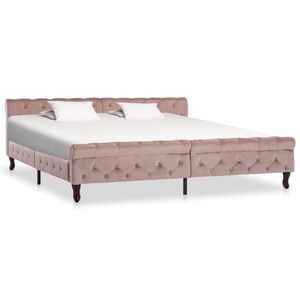 vidaXL Posteljni okvir roza žamet 200x200 cm