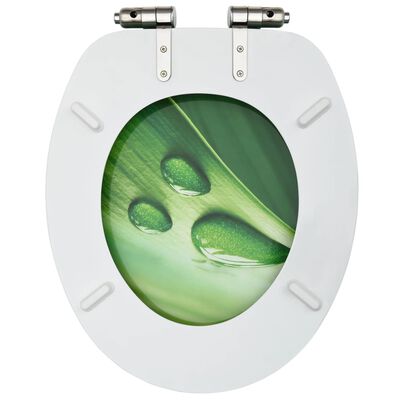 vidaXL Deska za WC školjko s pokrovom 2 kosa mediapan zelena kapljica