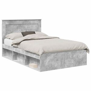 vidaXL Konstrukcija postelje s predalom Betonsko siva 135 x 190 cm