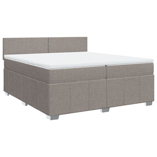 vidaXL Box spring postelja z vzmetnico taupe 200x200 cm blago