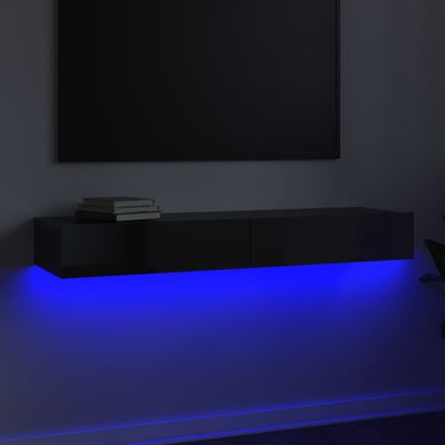vidaXL TV omarica z LED lučkami visok sijaj črna 120x35x15,5 cm