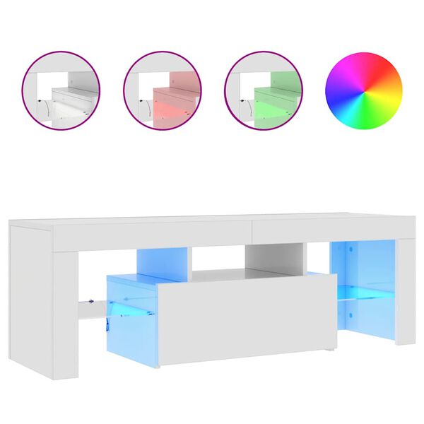 vidaXL TV omarica z LED lučkami visok sijaj bela 120x35x40 cm