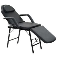 vidaXL Prenosni kozmetični stol iz umetnega usnja 185x78x76 cm črn