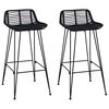 vidaXL Barski stol 2 pcs Črna 44 x 46 x 91 cm Rattan in jeklo