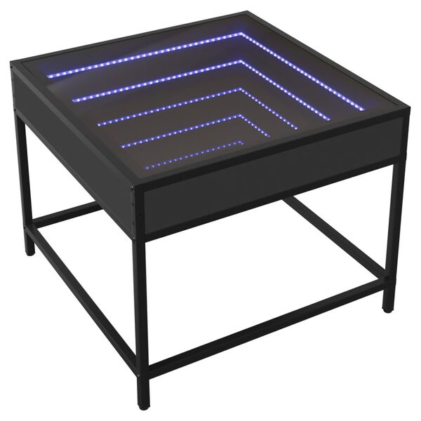 vidaXL Klubska mizica z neskončnimi LED lučkami črna 50x50x41 cm