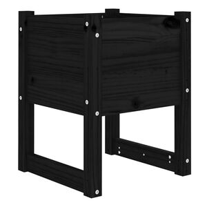 vidaXL Visoka greda črna 40x40x52,5 cm trdna borovina