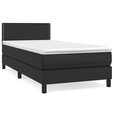 vidaXL Box spring postelja z vzmetnico črna 80x200 cm umetno usnje