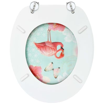 vidaXL Deska za WC školjko s pokrovom 2 kosa mediapan flamingo