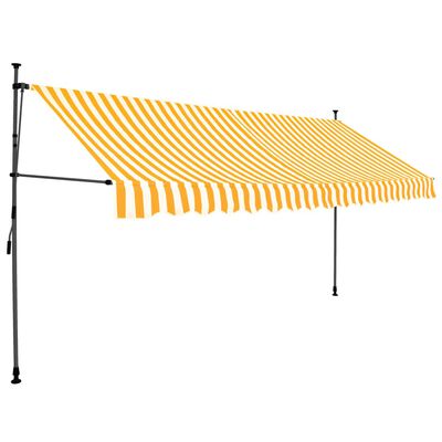 vidaXL Ročno zložljiva tenda z LED lučkami 400 cm bela in oranžna