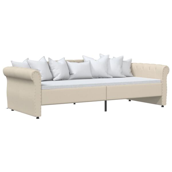 vidaXL Dnevna postelja USB krem blago 90x200 cm