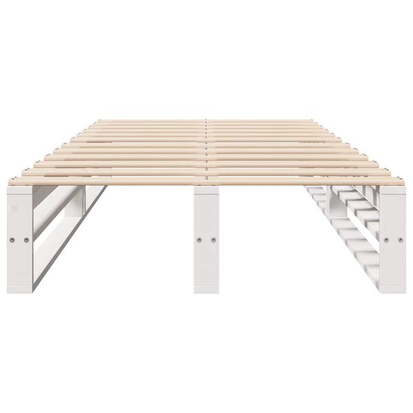 vidaXL Posteljni okvir brez vzmetnice bel 75x190 cm trdna borovina