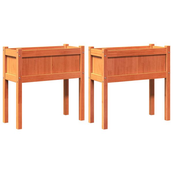 vidaXL Vrtno cvetlično korito 2 kosa z nogami voščeno rjava borovina